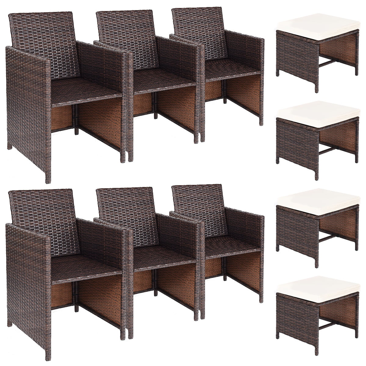 10 Piece Outdoor Patio Dining Set, Brown Patio Dining Sets at Gallery Canada