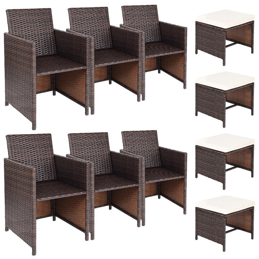 10 Piece Outdoor Patio Dining Set, Brown Patio Dining Sets Brown at Gallery Canada