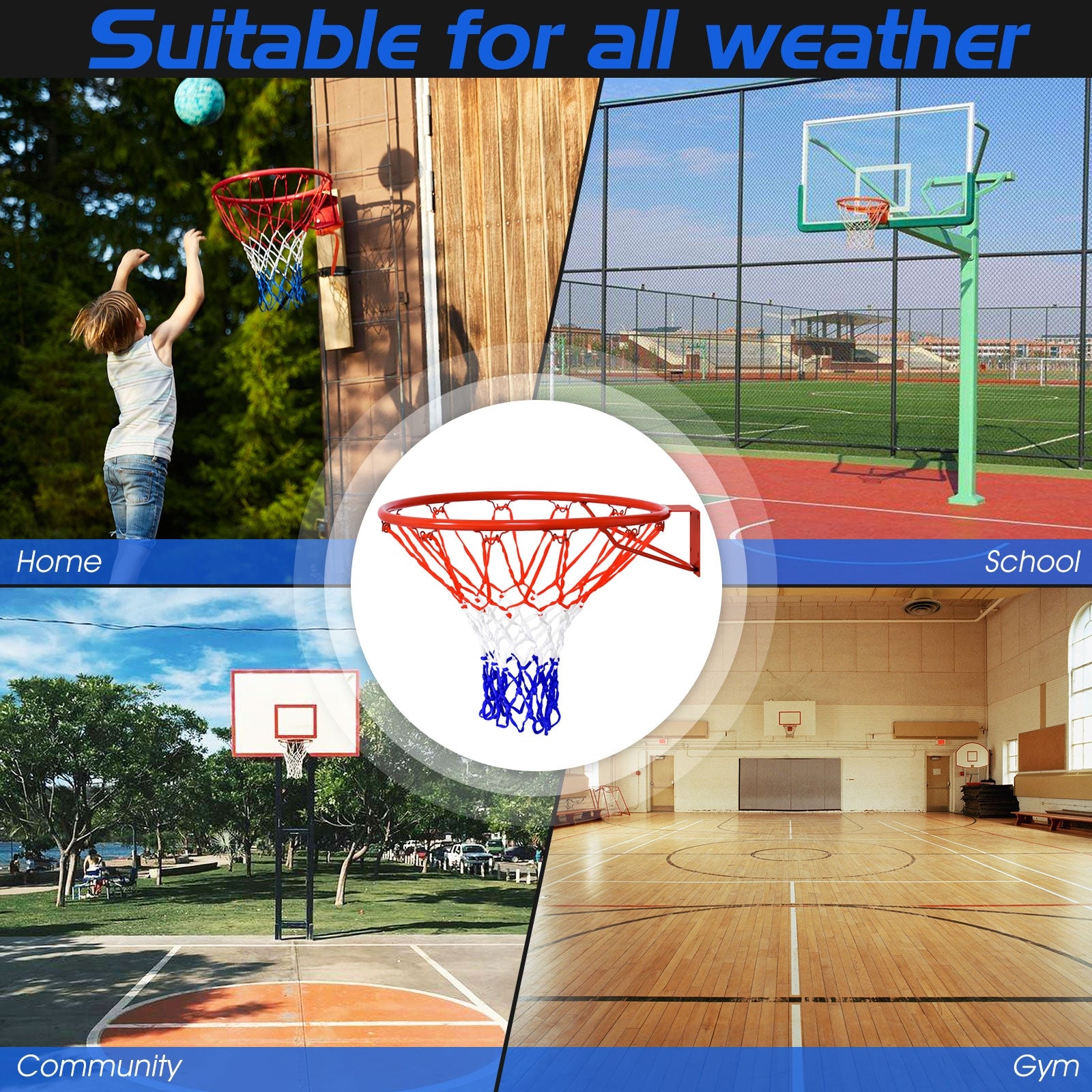 18 inch Wall Mounted Basketball Hoop, Red Sport Equipments at Gallery Canada