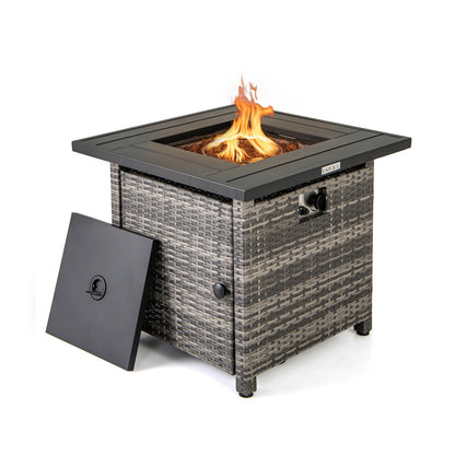 29 Inch Propane Firepit Table With Lava Rocks, Gray Fire Pit Tables Gray at Gallery Canada