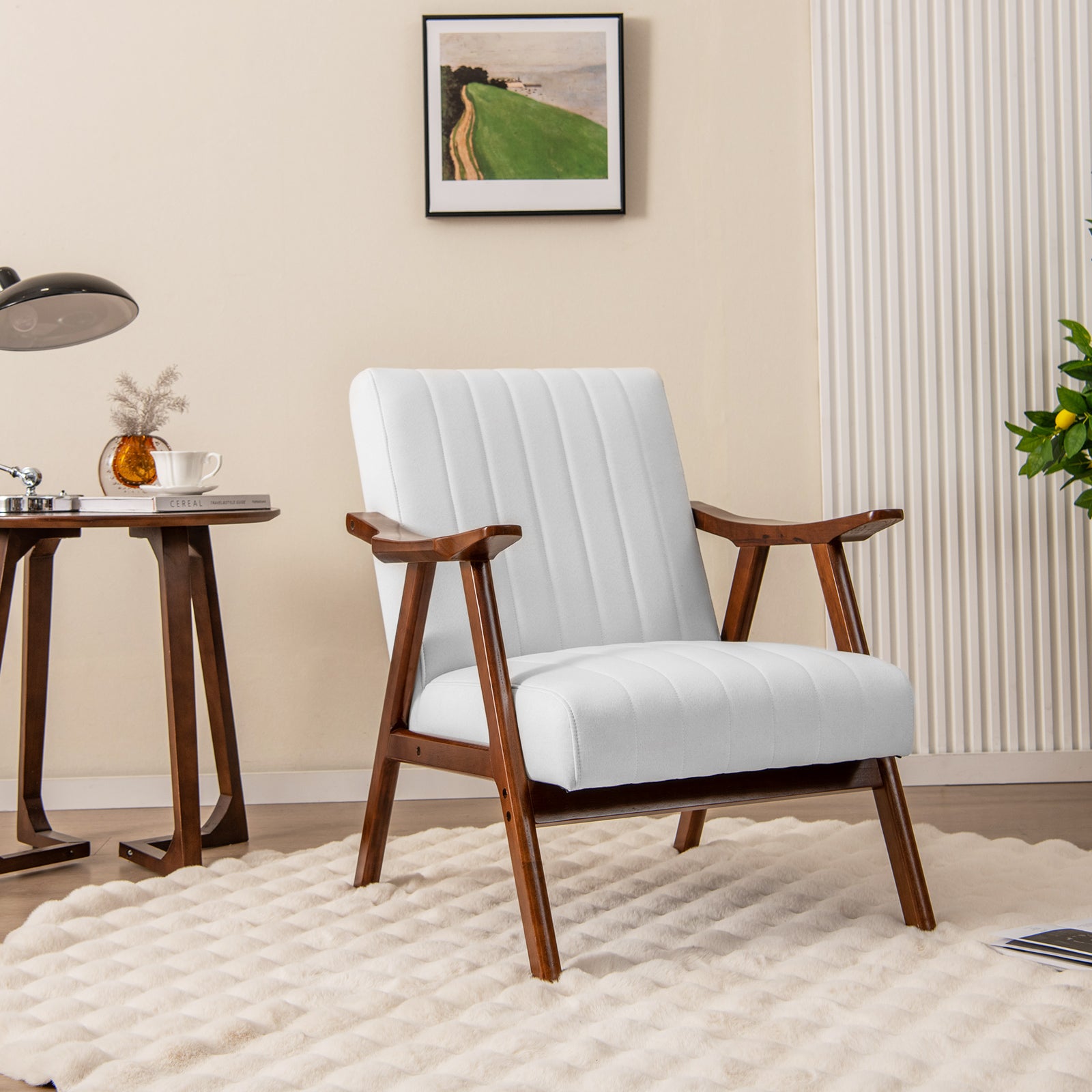 Modern Accent Chair Leisure Armchair with Felt Pads, Beige Accent Chairs at Gallery Canada