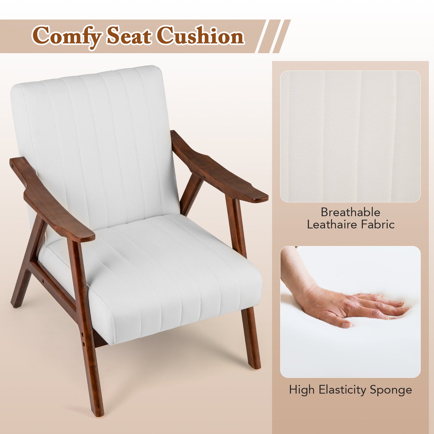 Modern Accent Chair Leisure Armchair with Felt Pads, Beige Accent Chairs at Gallery Canada