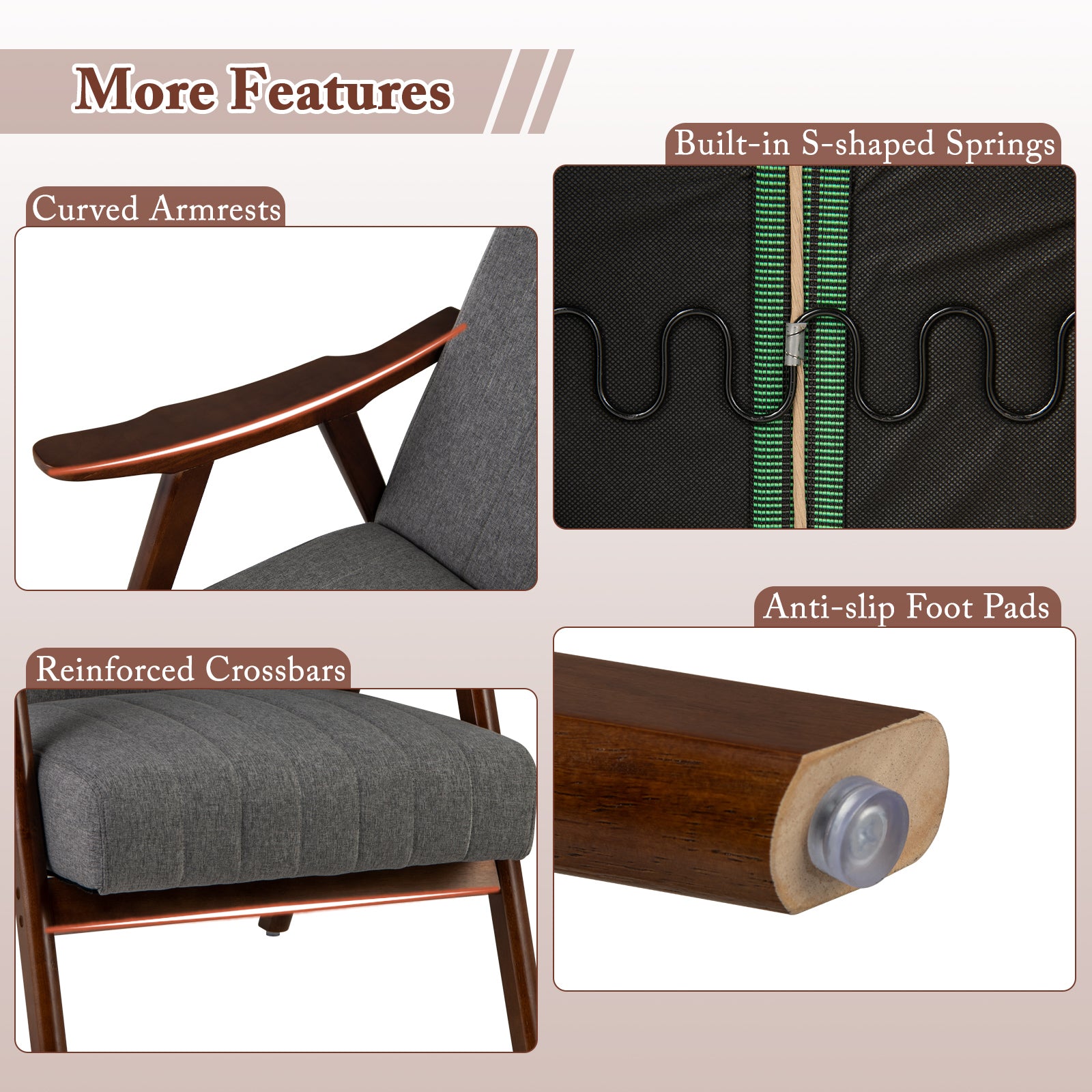 Modern Accent Chair Leisure Armchair with Felt Pads, Light Gray Accent Chairs at Gallery Canada