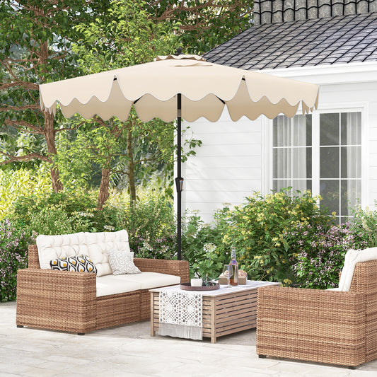 9 Feet Patio Umbrella with Crank Handle and Push Button Tilt, Beige Outdoor Umbrellas Beige at Gallery Canada