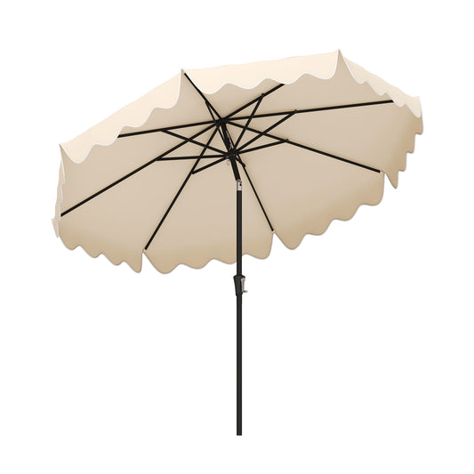 9 Feet Patio Umbrella with Crank Handle and Push Button Tilt, Beige Outdoor Umbrellas Beige at Gallery Canada