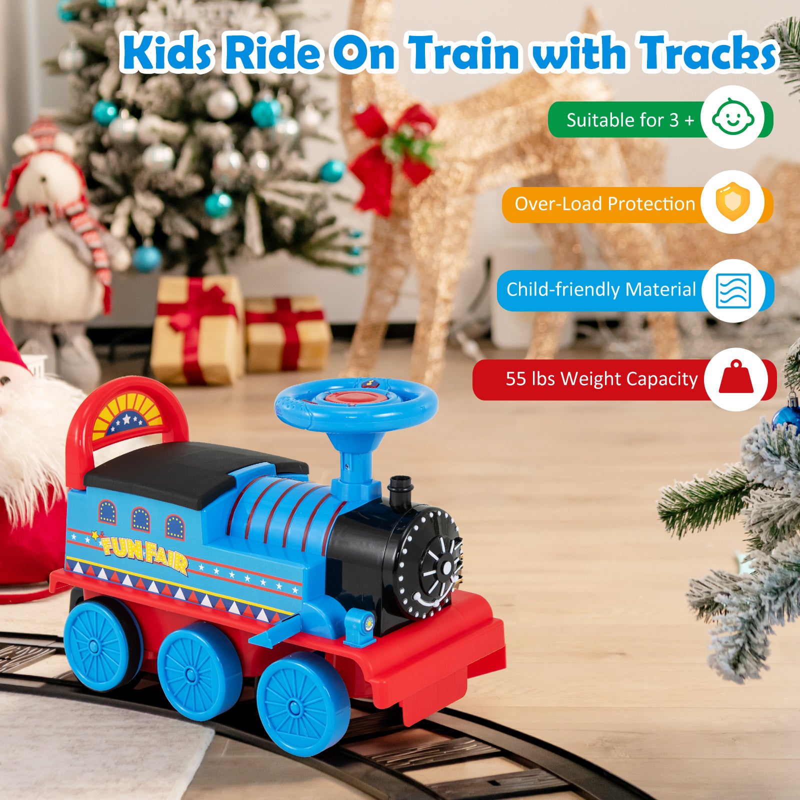 6V Electric Kids Ride On Car Toy Train with 16 Pieces Tracks, Navy Powered Ride On Toys at Gallery Canada