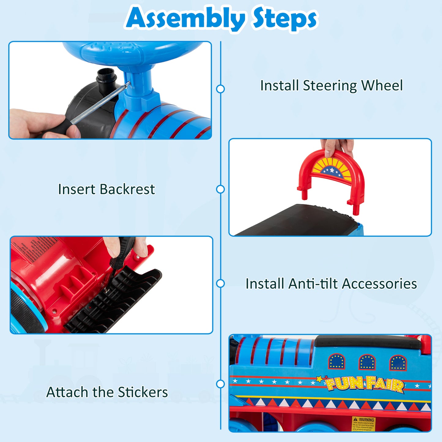 6V Electric Kids Ride On Car Toy Train with 16 Pieces Tracks, Navy Powered Ride On Toys at Gallery Canada