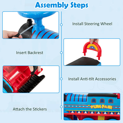 6V Electric Kids Ride On Car Toy Train with 16 Pieces Tracks, Navy Powered Ride On Toys at Gallery Canada