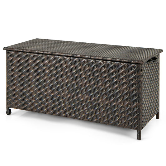 85 Gallon Outdoor Storage Box, Removable Liner, Universal Wheels, Brown Outdoor Storage & Garages Brown at Gallery Canada
