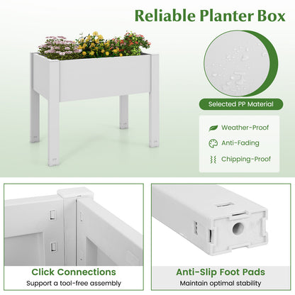 53L Raised Bed Grow Box Self-Watering Planter Box Stand with Water Level Monitor, White Raised Garden Beds at Gallery Canada