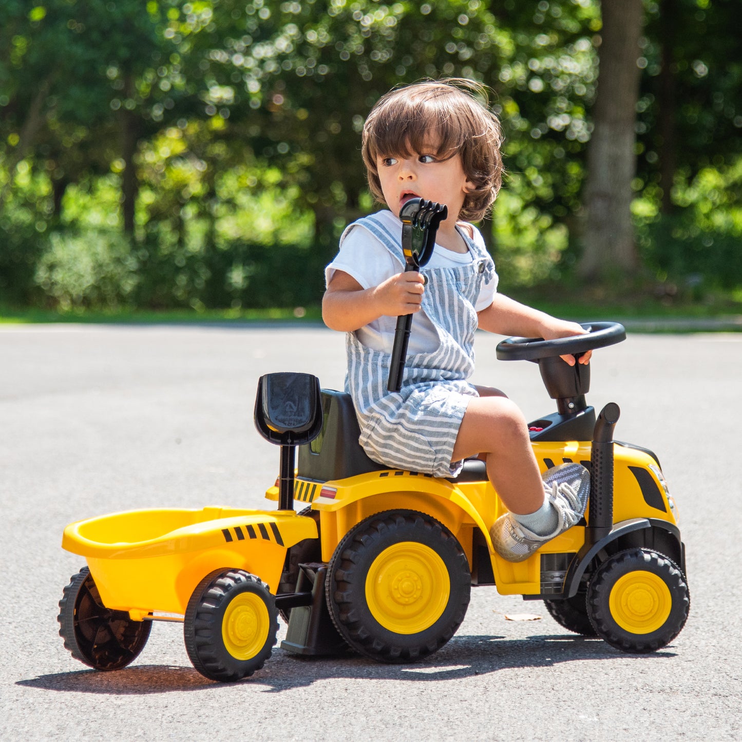 Kids Ride On Tractor, Detachable Trailer, Yellow Push & Pedal Ride On Toys at Gallery Canada