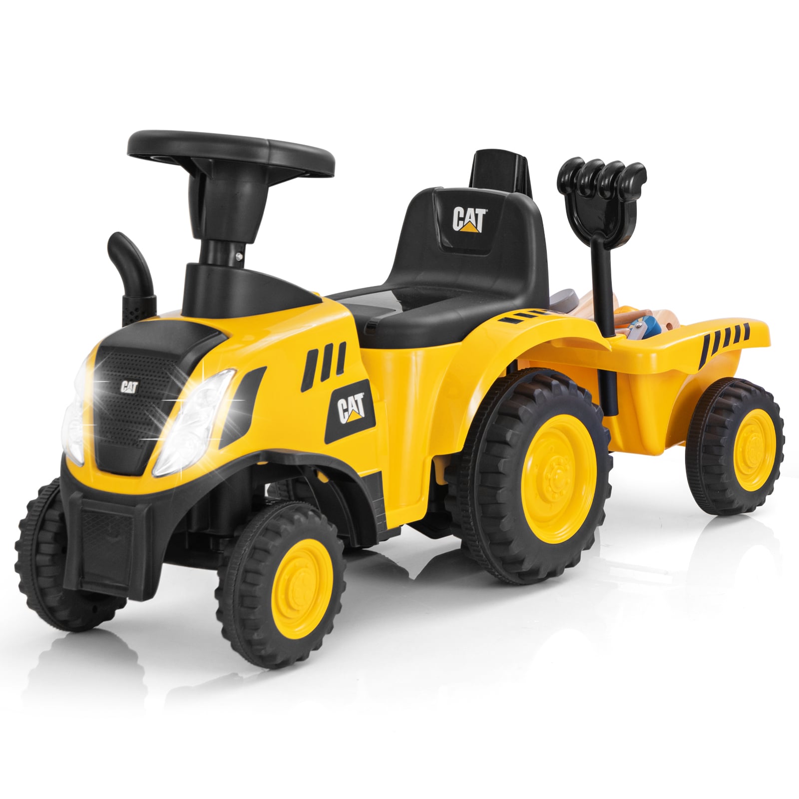 Kids Ride On Tractor, Detachable Trailer, Yellow Push & Pedal Ride On Toys at Gallery Canada