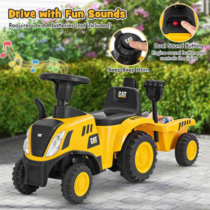 Kids Ride On Tractor, Detachable Trailer, Yellow Push & Pedal Ride On Toys at Gallery Canada