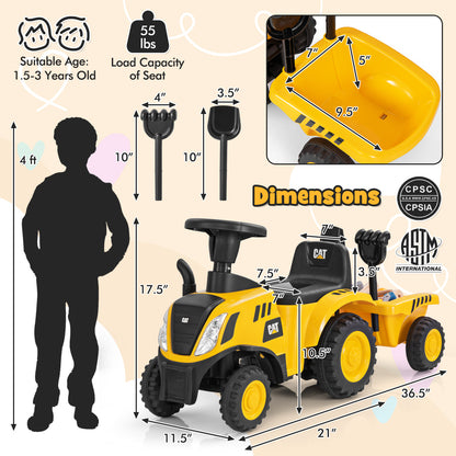 Kids Ride On Tractor, Detachable Trailer, Yellow Push & Pedal Ride On Toys at Gallery Canada