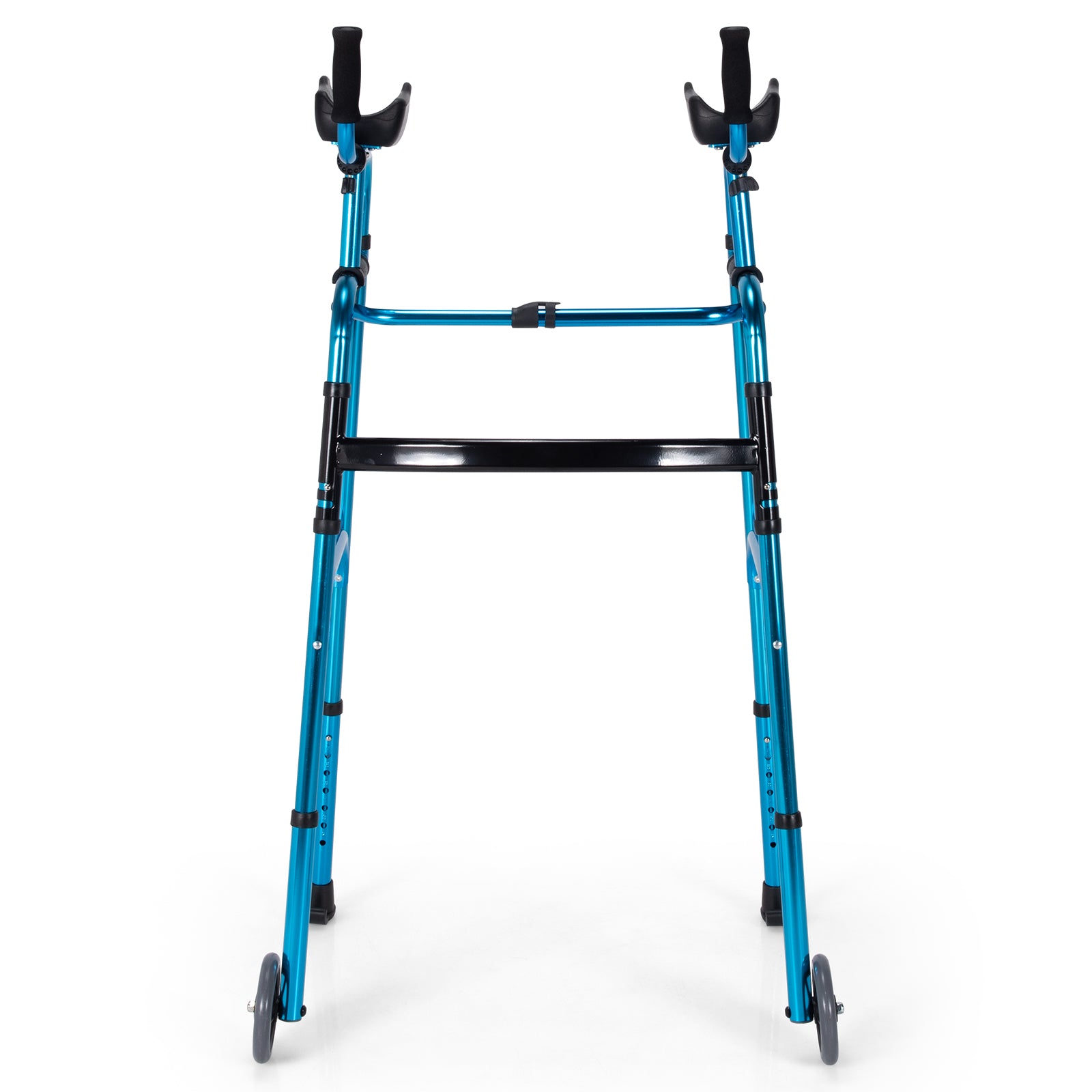 Folding Adjustable Aluminum Wheel Walking Frame, Navy Walkers & Rollators at Gallery Canada