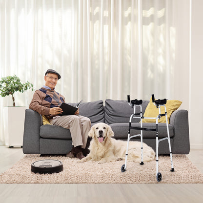 Folding Height Adjustable Walking Frame with Armrest Support, Silver Walkers & Rollators at Gallery Canada