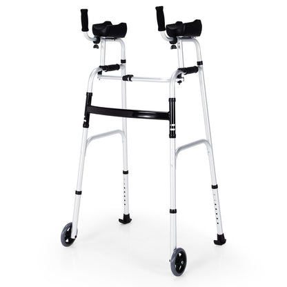 Folding Height Adjustable Walking Frame with Armrest Support, Silver Walkers & Rollators Silver at Gallery Canada