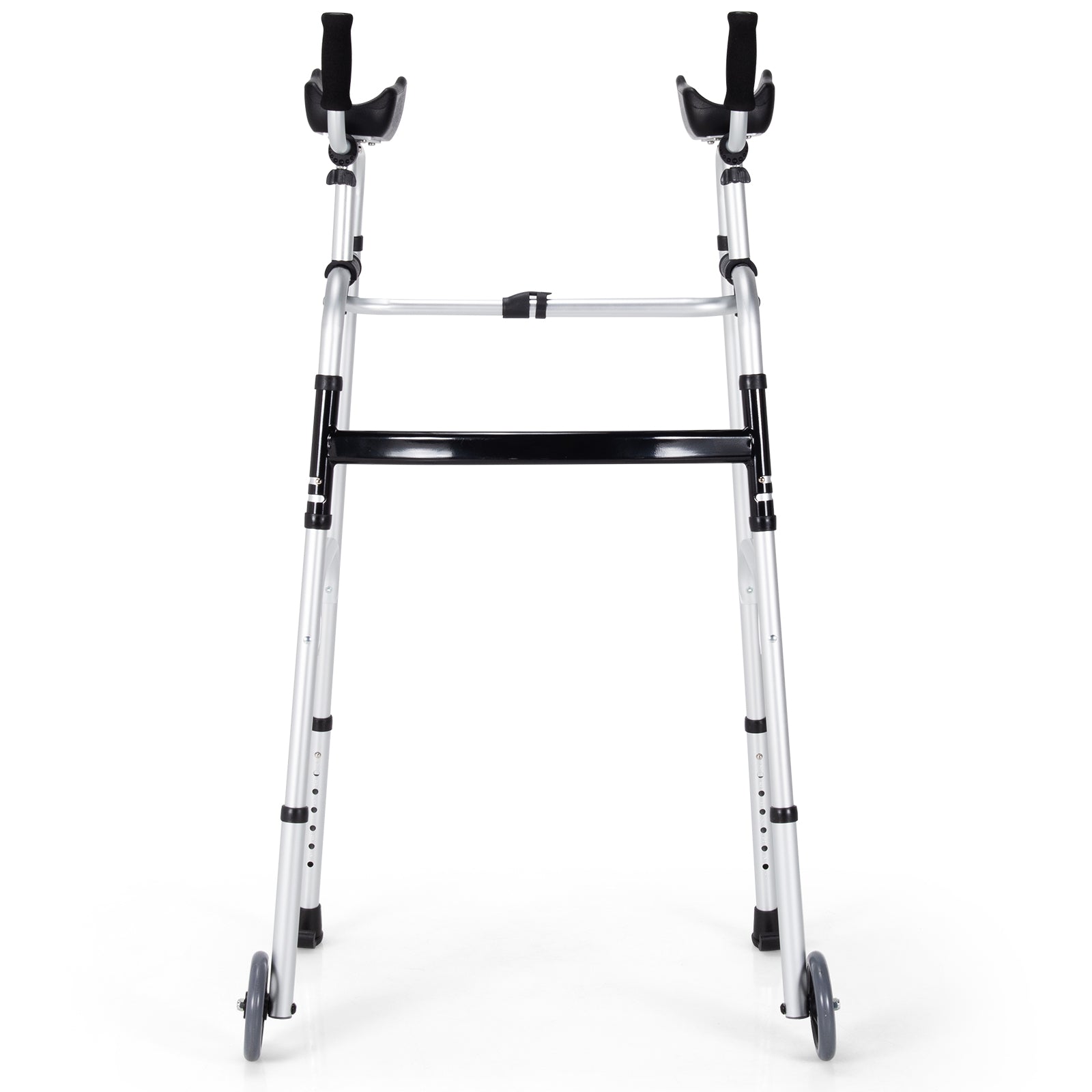 Folding Height Adjustable Walking Frame with Armrest Support, Silver Walkers & Rollators at Gallery Canada