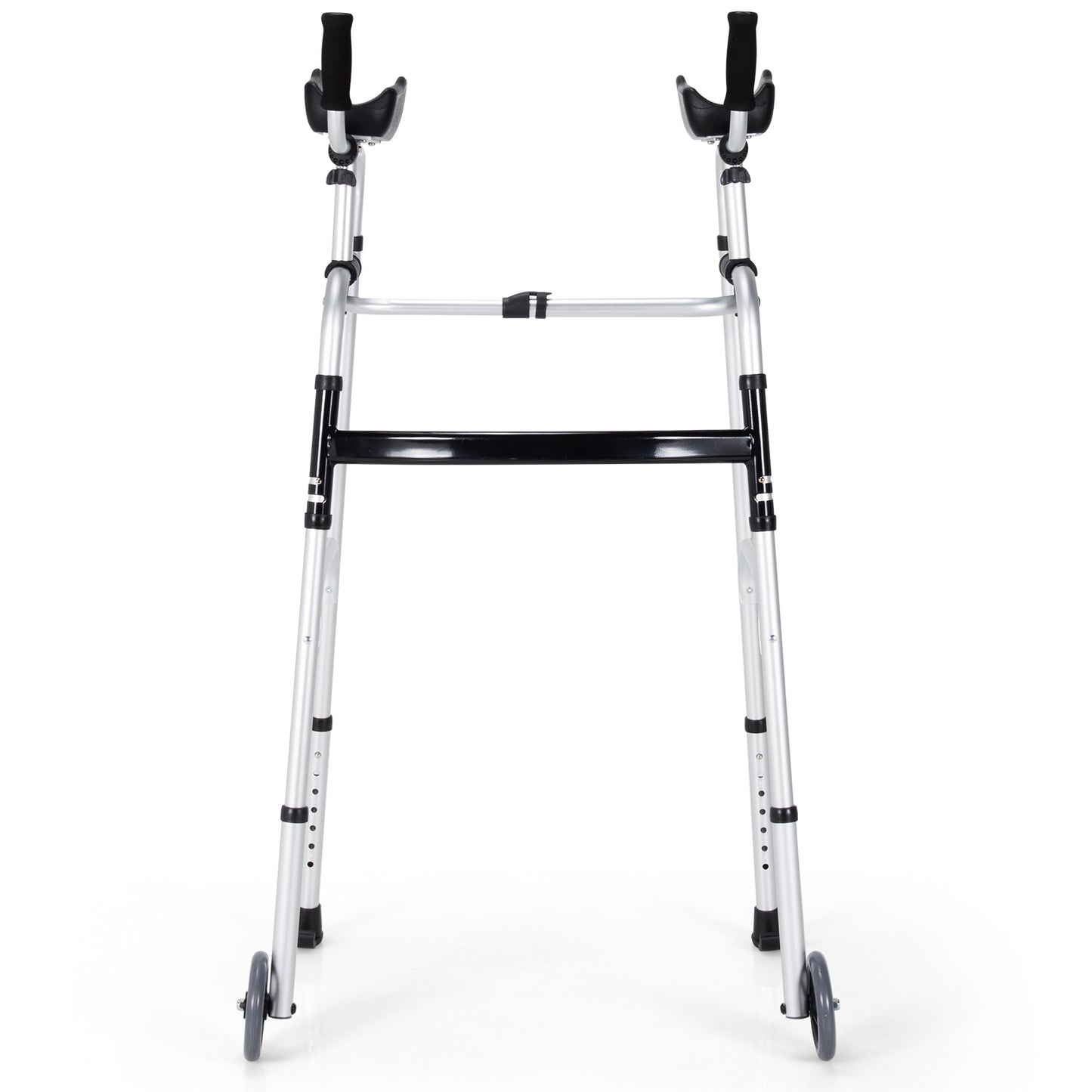 Folding Height Adjustable Walking Frame with Armrest Support, Silver Walkers & Rollators at Gallery Canada