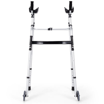 Folding Height Adjustable Walking Frame with Armrest Support, Silver Walkers & Rollators at Gallery Canada