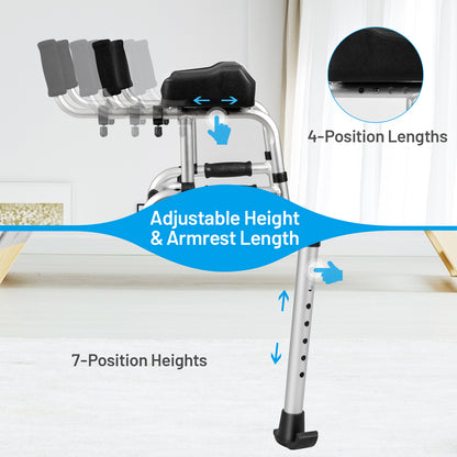 Folding Height Adjustable Walking Frame with Armrest Support, Silver Walkers & Rollators at Gallery Canada