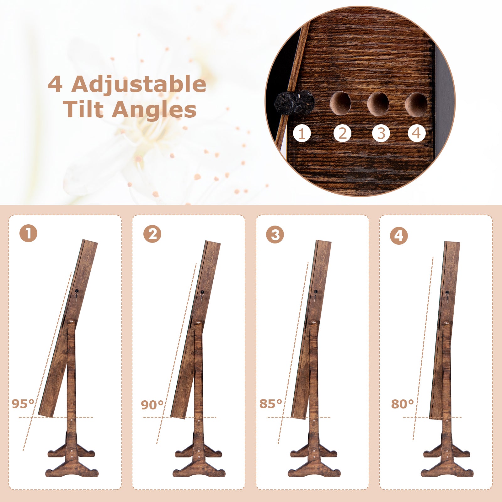 Free Standing Full Length Jewelry Armoire with Lights, Rustic Brown Jewelry Armoires at Gallery Canada