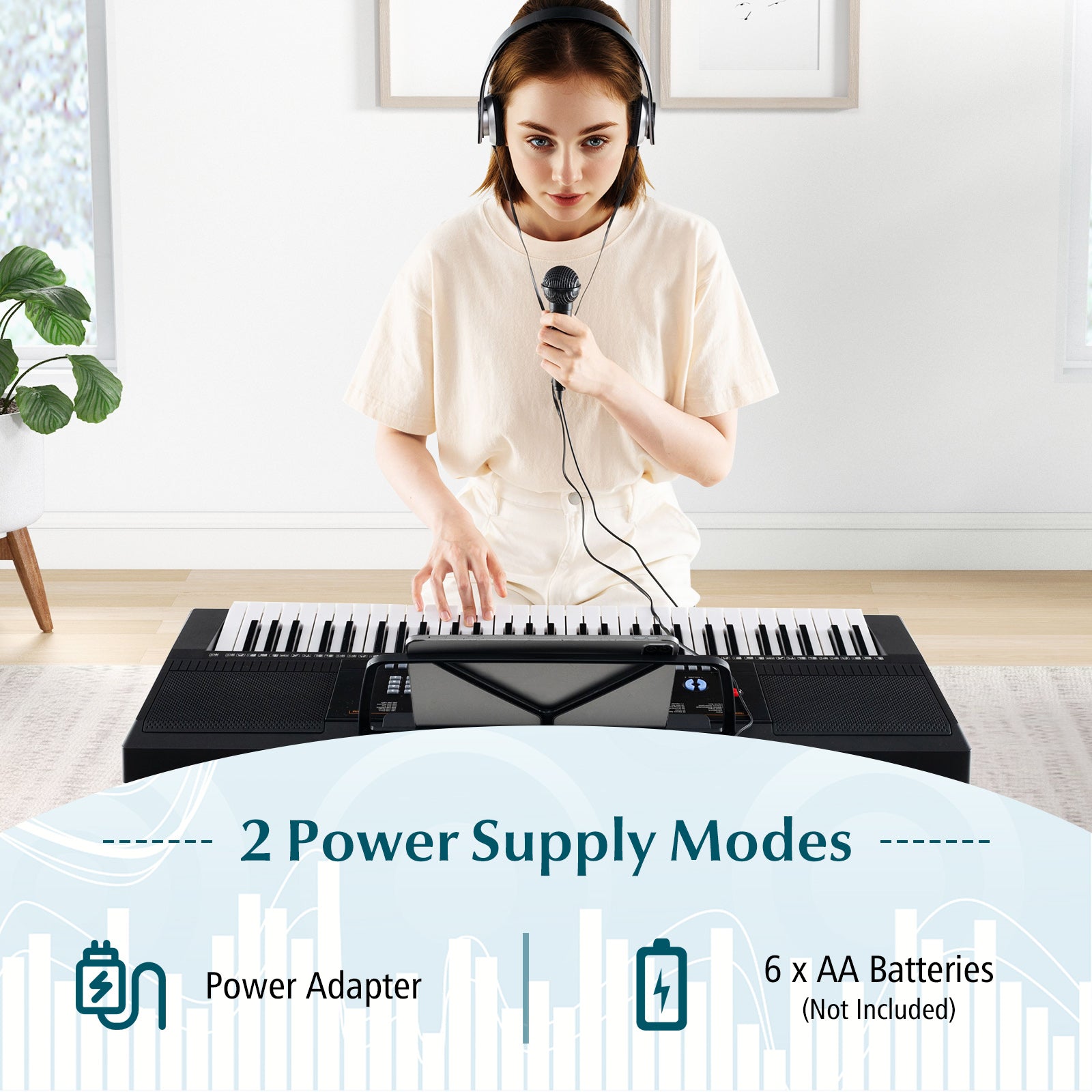 61-Key Electronic Keyboard Piano Set With Stand, Bench, Headphones, Black Pianos & Keyboards at Gallery Canada