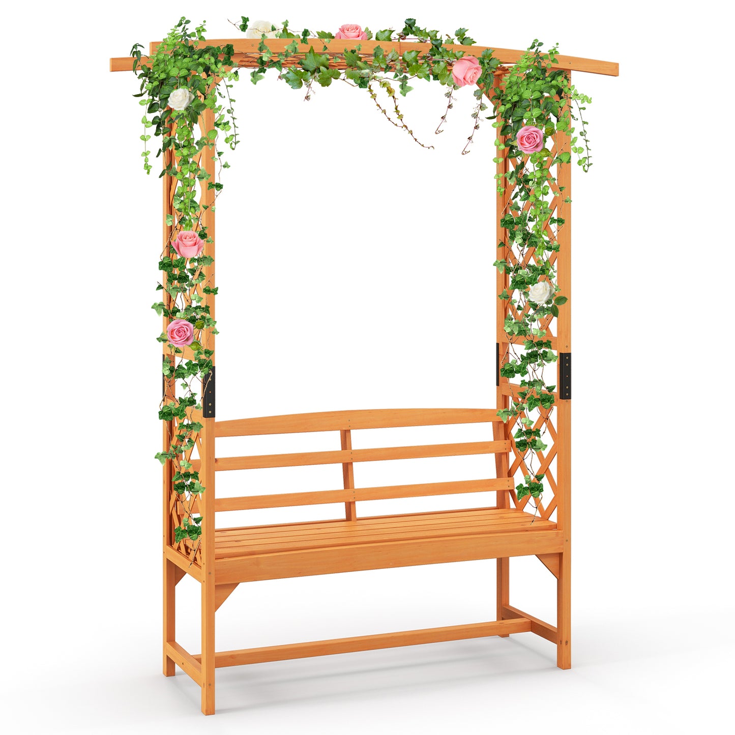 6.5 FT Tall Patio Garden Arbor with Pergola and 2-Seat Bench for Garden Backyard Decoration, Yellow Beach & Lawn Chairs at Gallery Canada