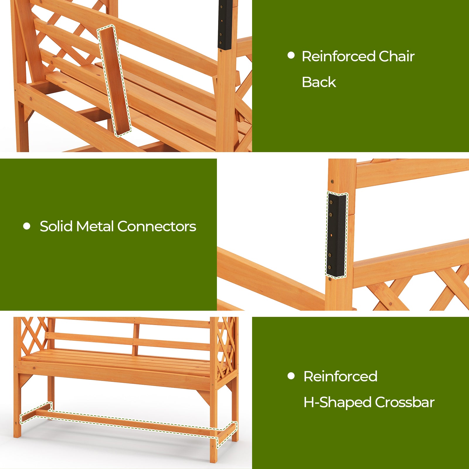 6.5 FT Tall Patio Garden Arbor with Pergola and 2-Seat Bench for Garden Backyard Decoration, Yellow Beach & Lawn Chairs at Gallery Canada
