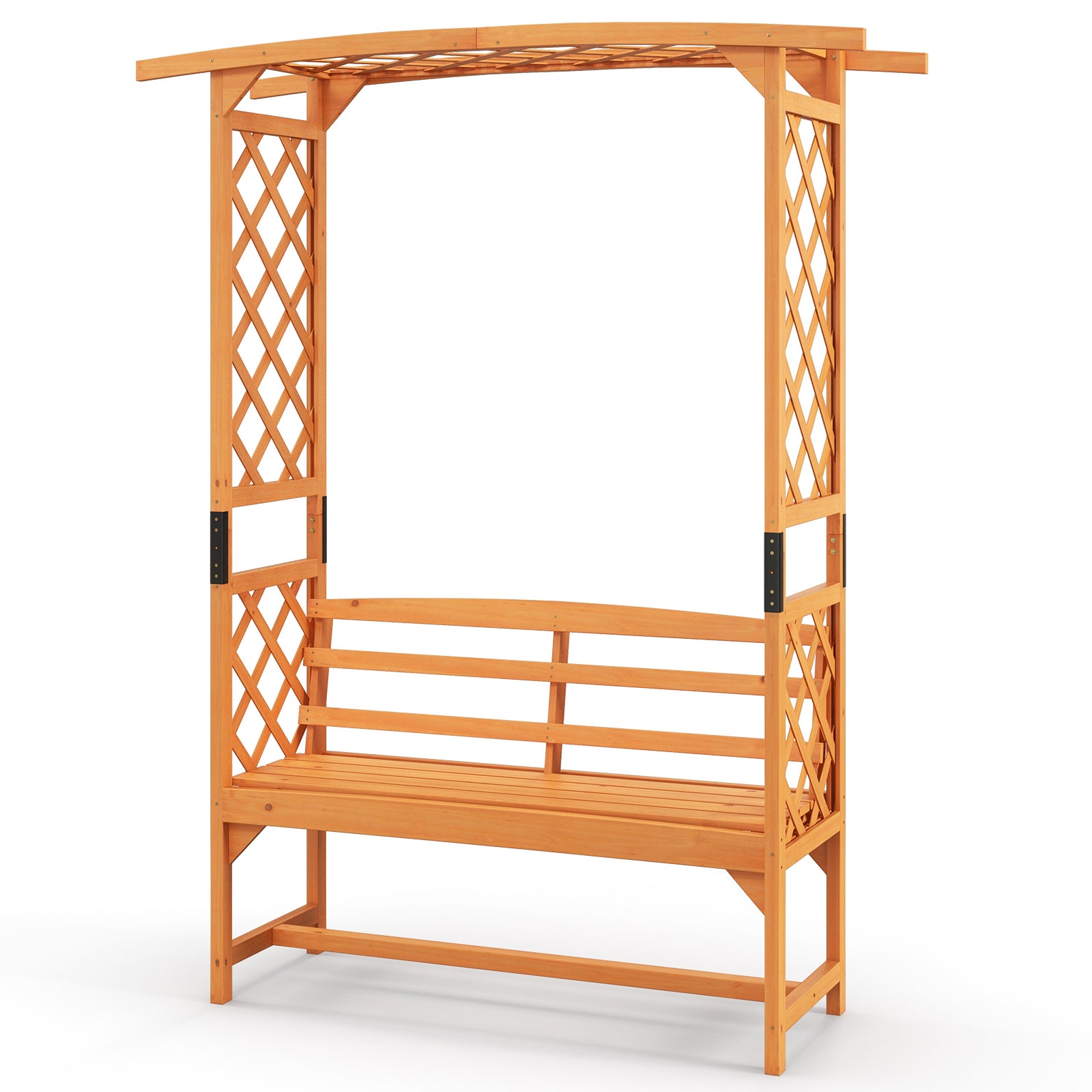 6.5 FT Garden Arbor With Pergola, 2-Seat Bench, Yellow Beach & Lawn Chairs at Gallery Canada