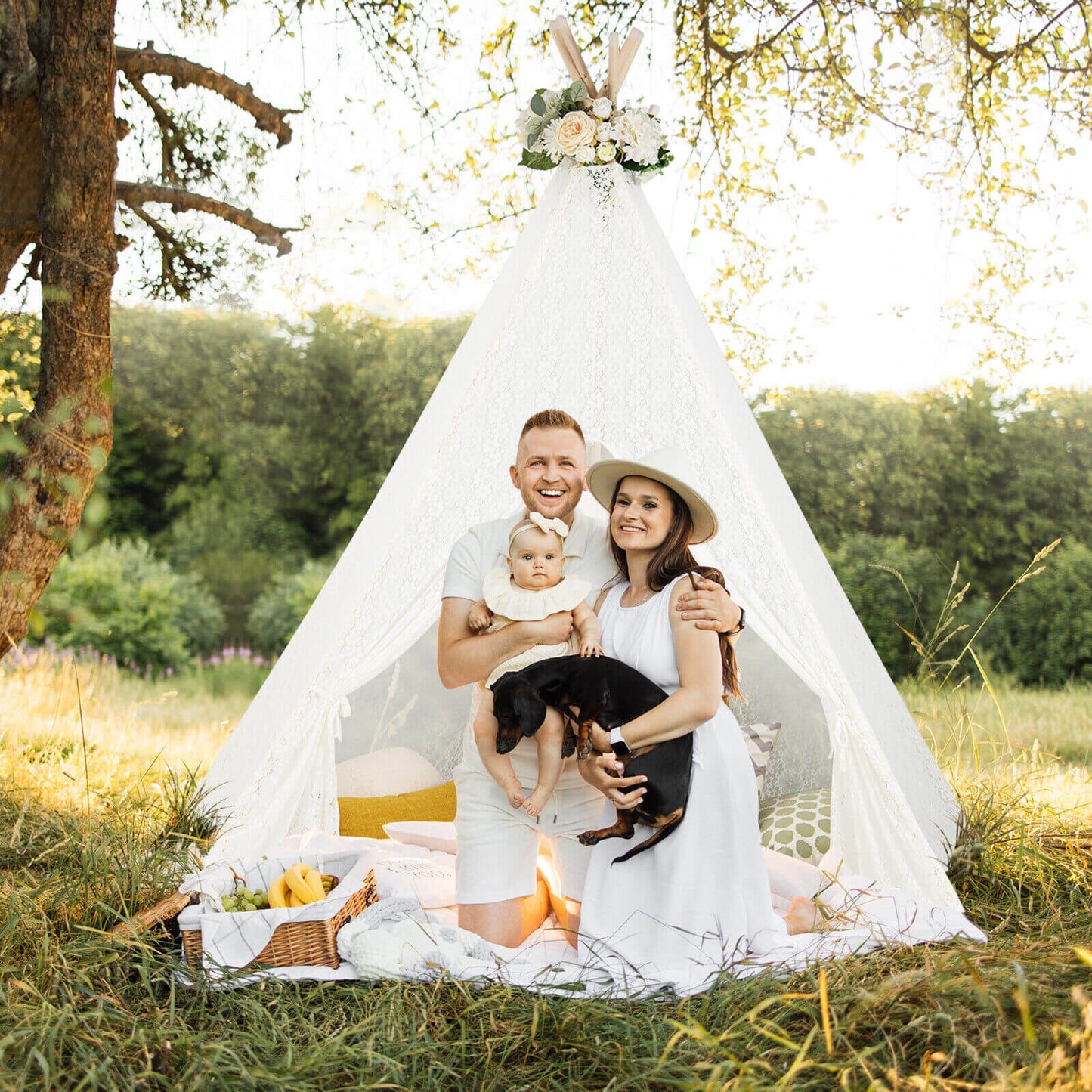 Lace Teepee Tent With Colorful Lights For Children, White Play Tents & Playhouse at Gallery Canada