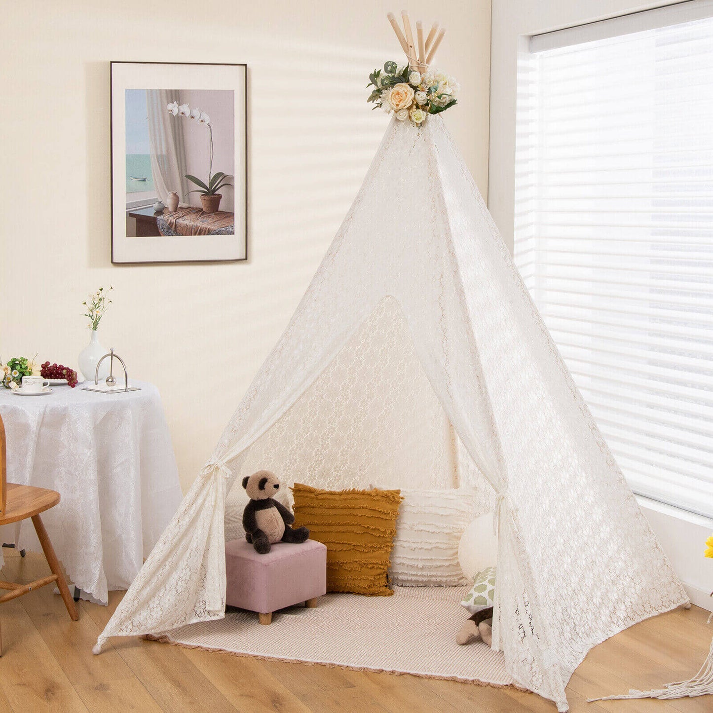 Lace Teepee Tent With Colorful Lights For Children, White Play Tents & Playhouse at Gallery Canada