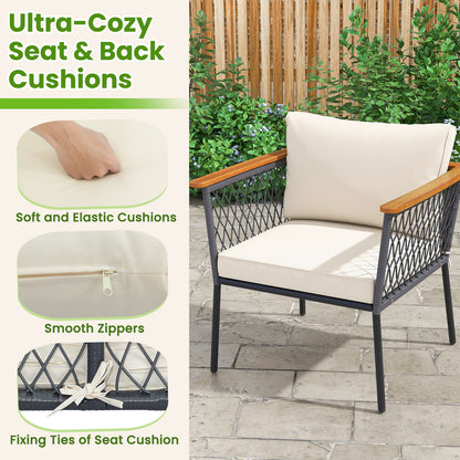 4 Piece Patio Rattan Furniture Set with 2-Tier Coffee Table, White Patio Conversation Sets at Gallery Canada