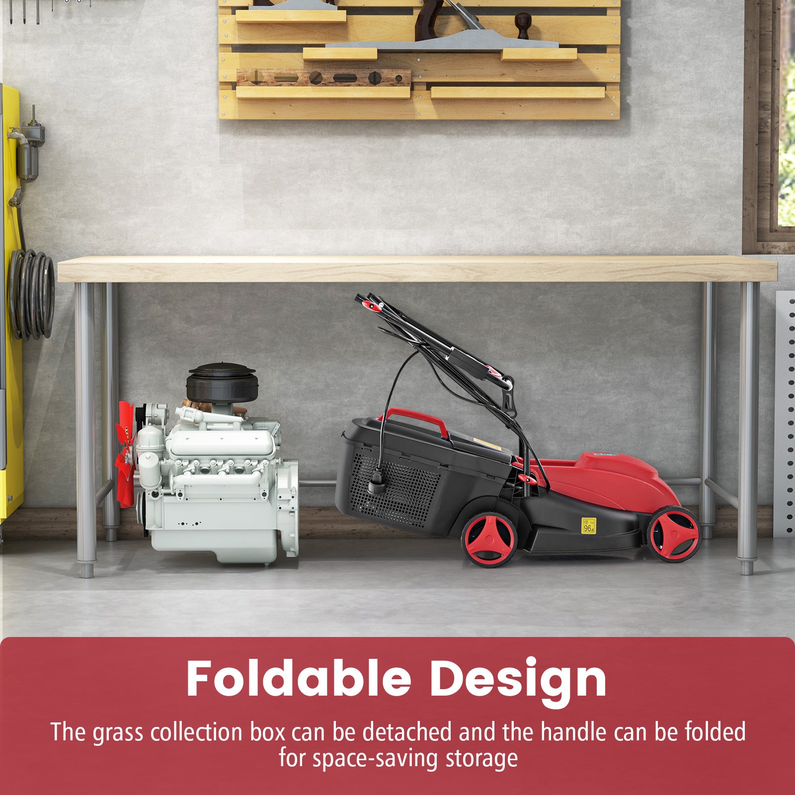 10 AMP 13 Inch Electric Corded Lawn Mower with Collection Box, Red Garden Tools at Gallery Canada