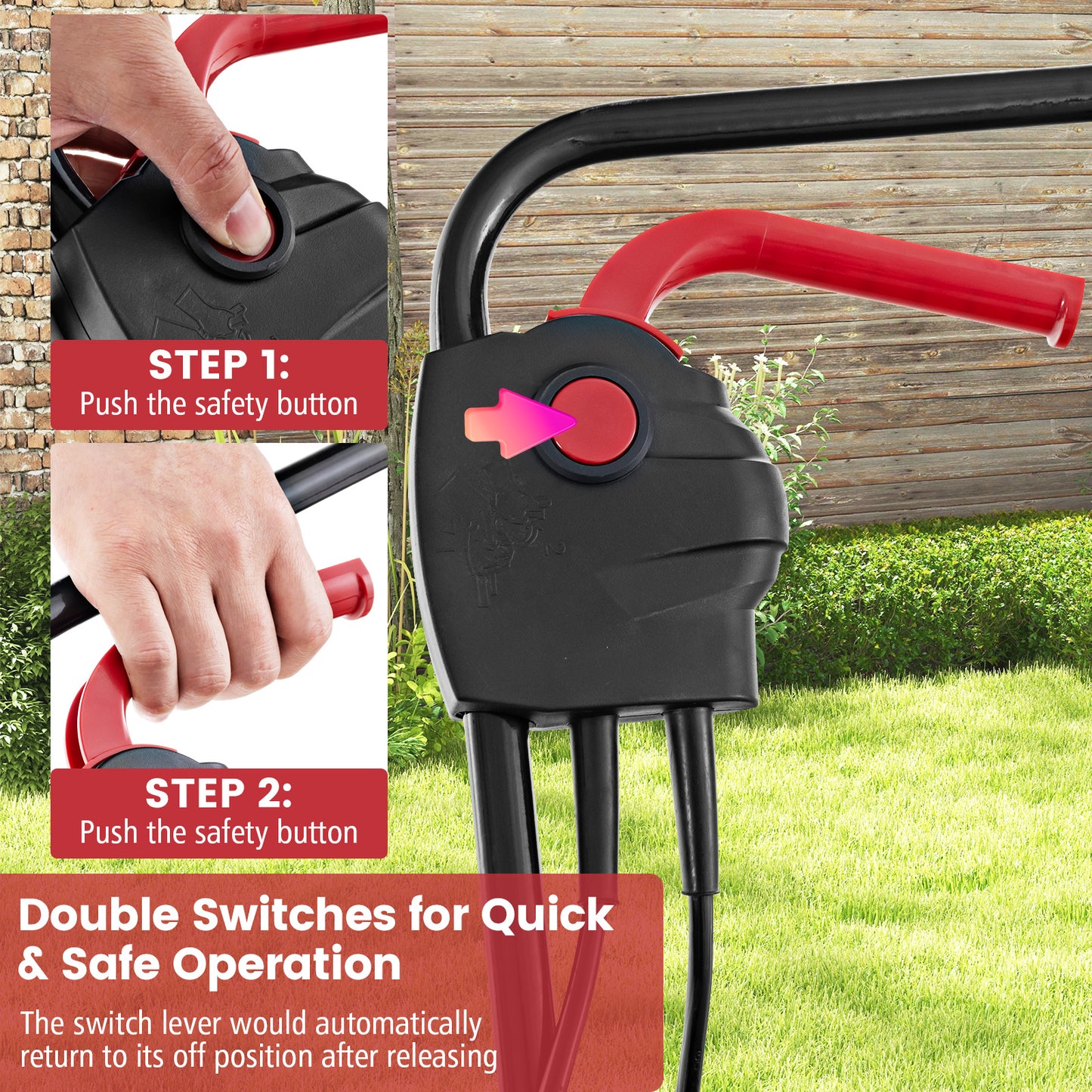 10 AMP 13 Inch Electric Corded Lawn Mower with Collection Box, Red Garden Tools at Gallery Canada