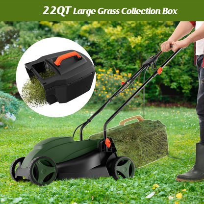 10 AMP 13 Inch Electric Corded Lawn Mower with Collection Box, Blue & Green Garden Tools at Gallery Canada