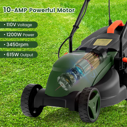10 AMP 13 Inch Electric Corded Lawn Mower with Collection Box, Blue & Green Garden Tools at Gallery Canada