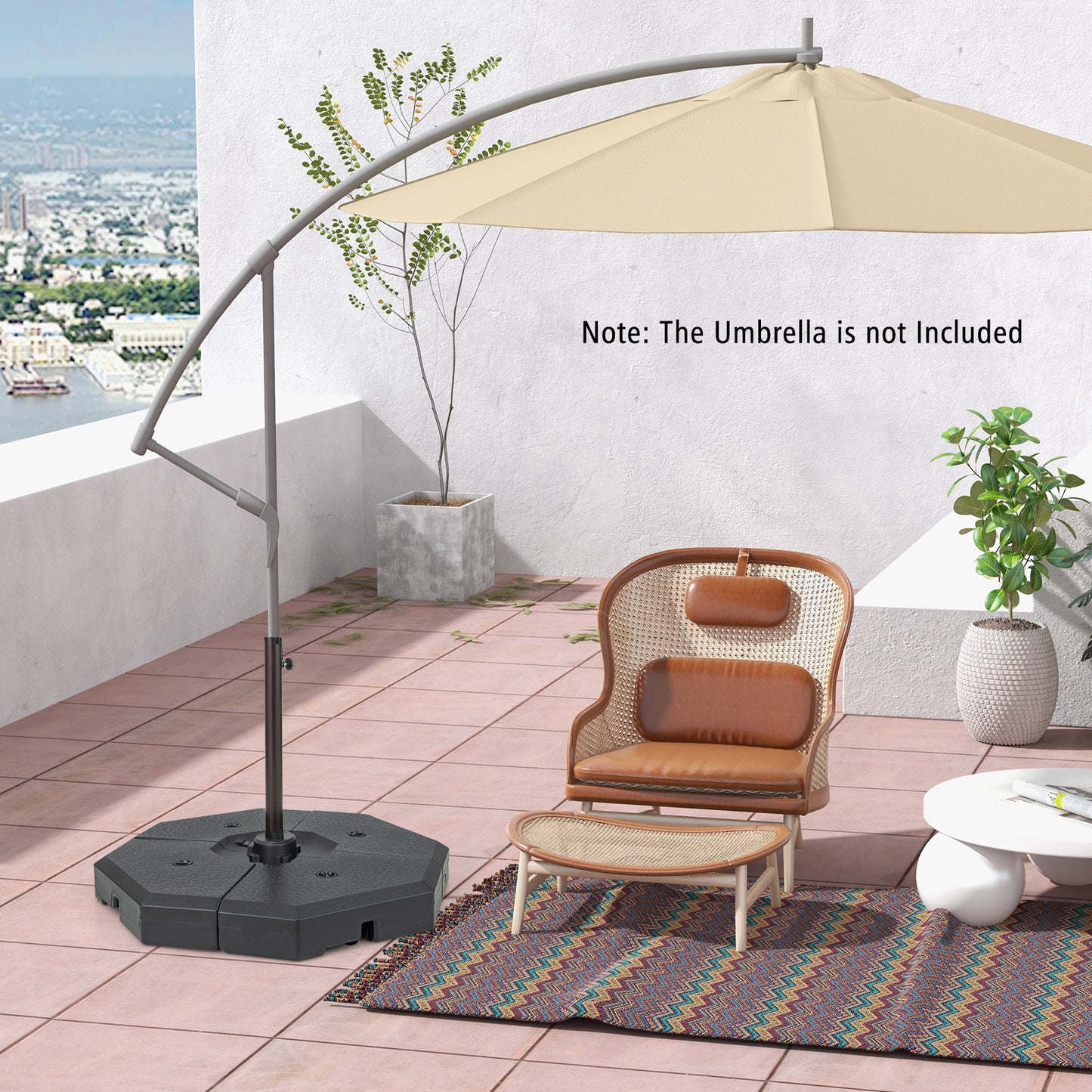 4 Piece Patio Cantilever Offset Umbrella Weight Base Plate Set, Black Outdoor Umbrella Bases at Gallery Canada