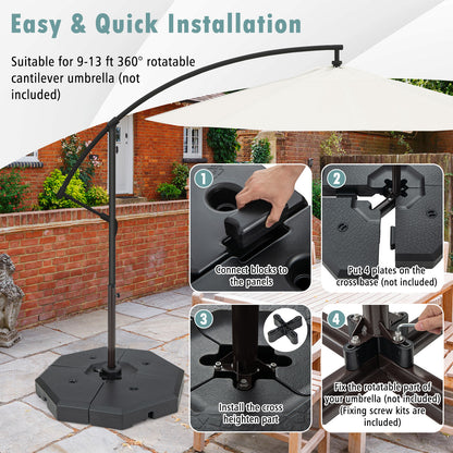 4 Piece Patio Cantilever Offset Umbrella Weight Base Plate Set, Black Outdoor Umbrella Bases at Gallery Canada