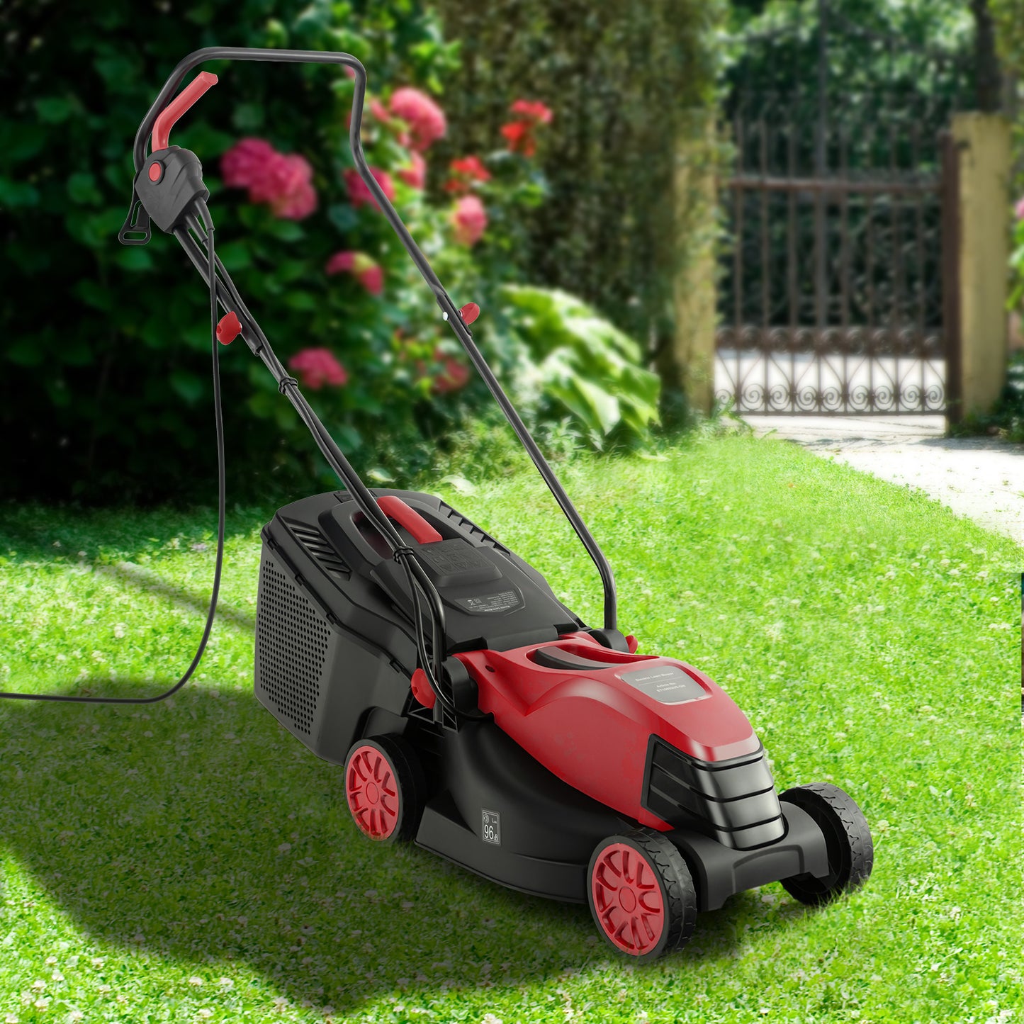 12-AMP 13.5 Inch Adjustable Electric Corded Lawn Mower with Collection Box, Red Lawn Care Tools at Gallery Canada
