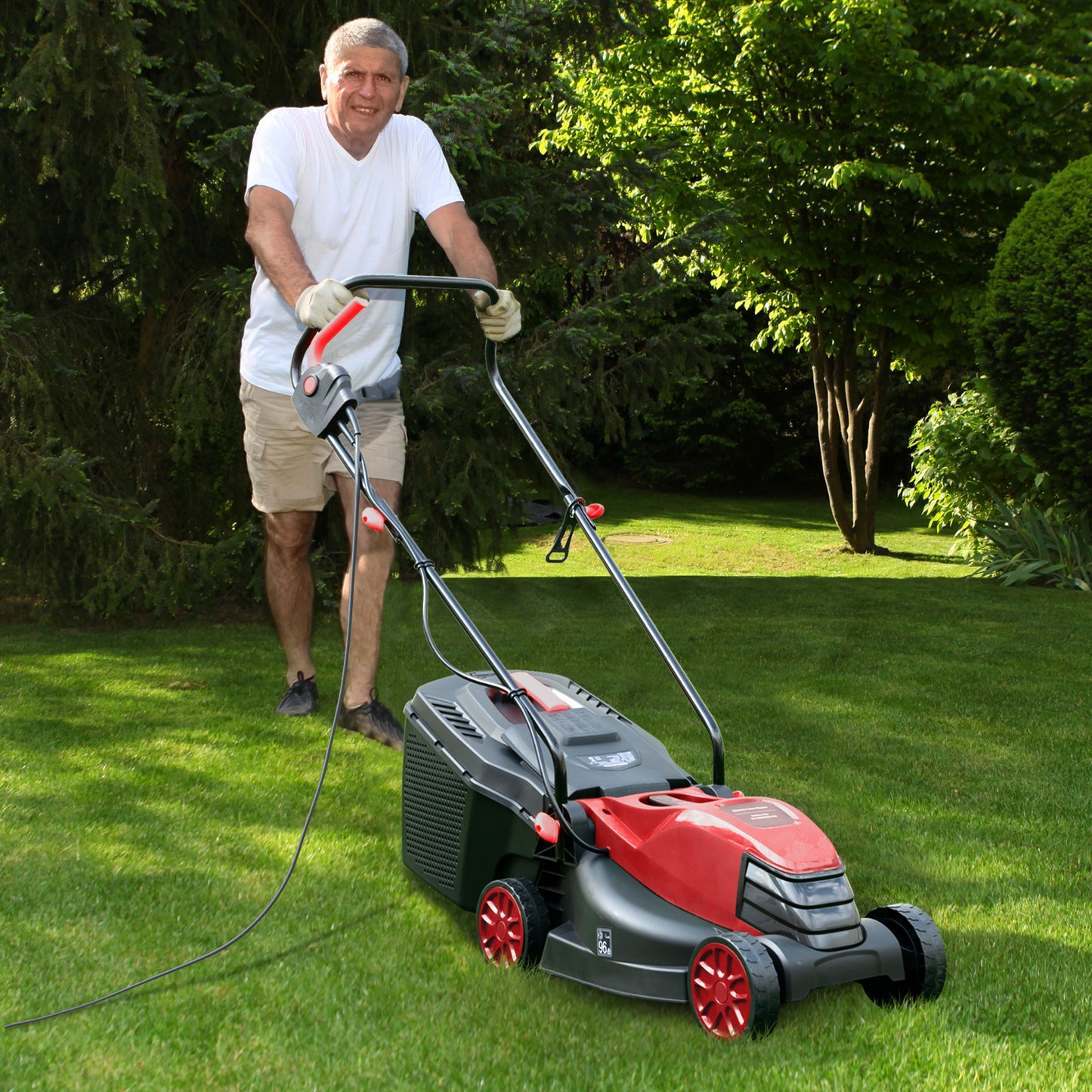 12-AMP 13.5 Inch Adjustable Electric Corded Lawn Mower with Collection Box, Red Lawn Care Tools at Gallery Canada