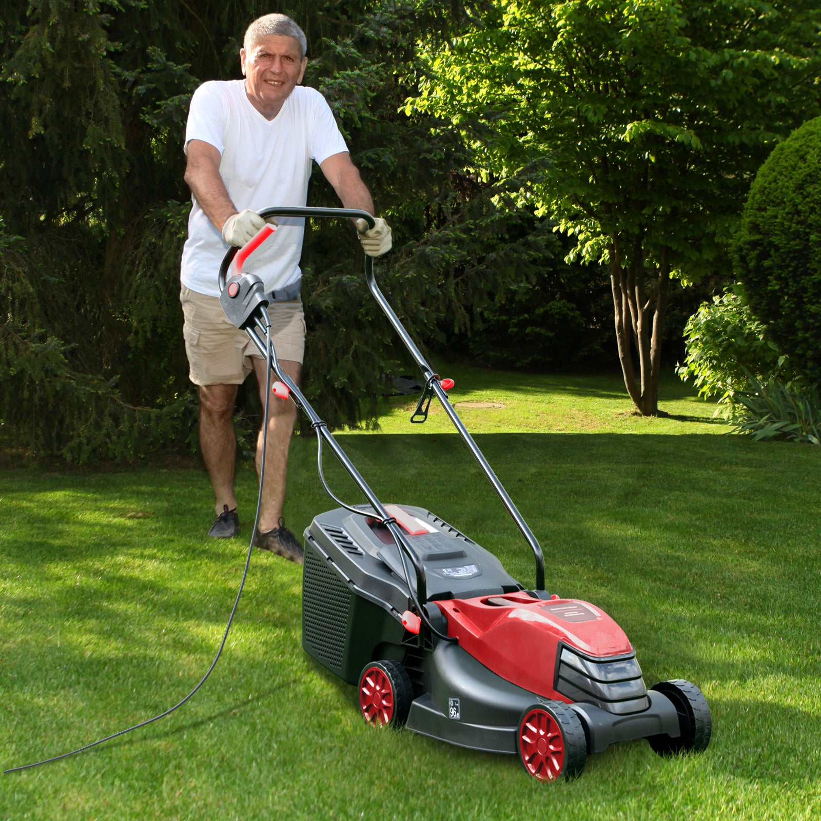 12-AMP 13.5 Inch Adjustable Electric Corded Lawn Mower with Collection Box, Red Lawn Care Tools at Gallery Canada