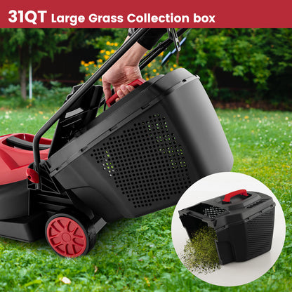 12-AMP 13.5 Inch Adjustable Electric Corded Lawn Mower with Collection Box, Red Lawn Care Tools at Gallery Canada