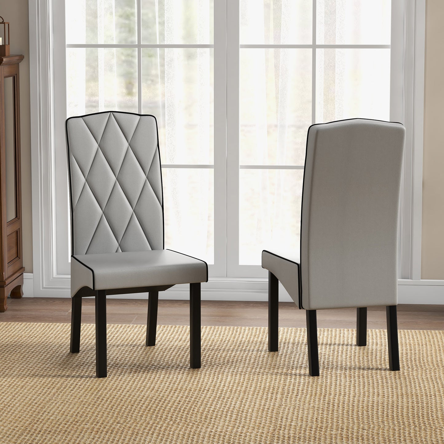 Modern Dining Chair with High Backrest High-density Sponge Cushion, Light Gray Dining Chairs at Gallery Canada