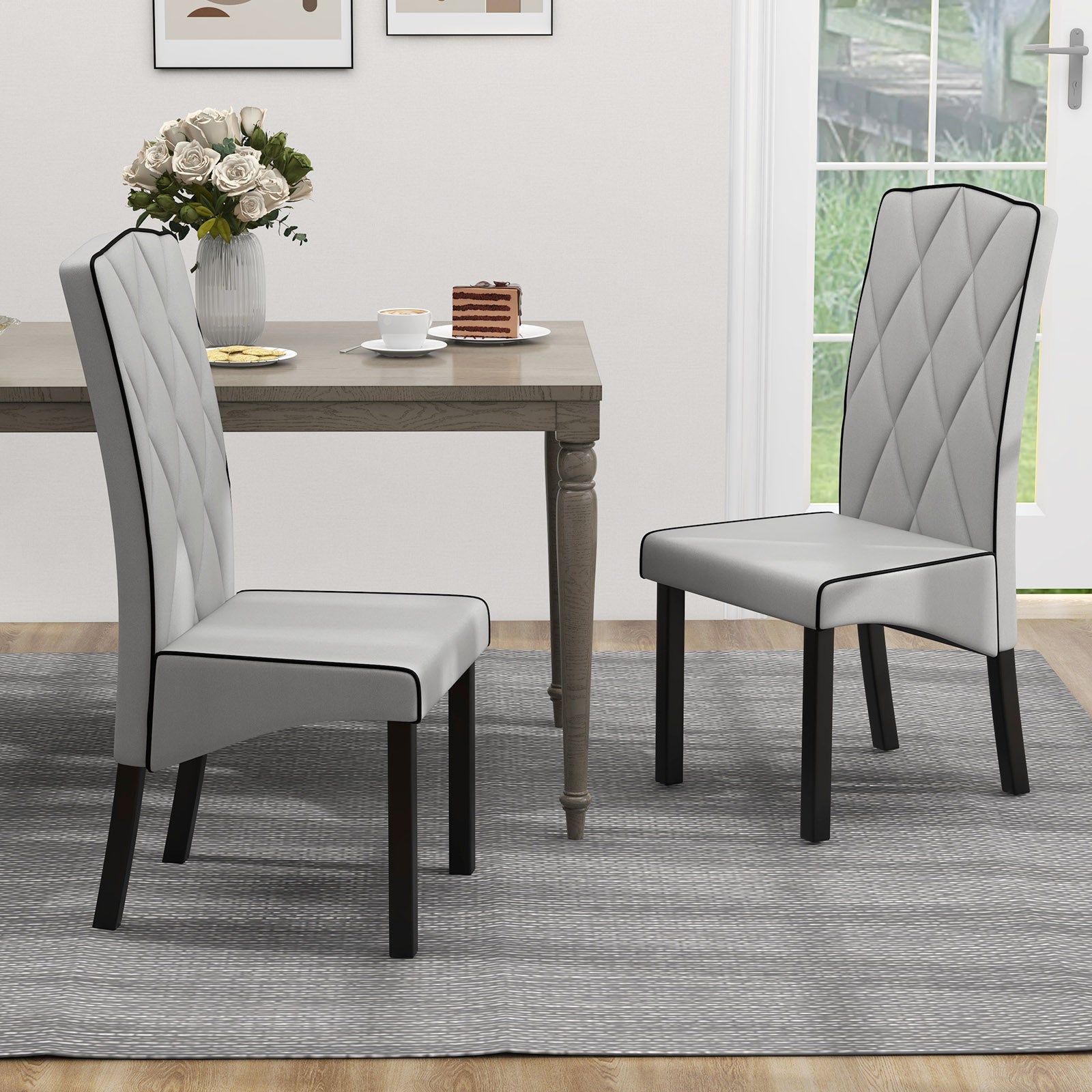 Modern Dining Chair with High Backrest High-density Sponge Cushion, Light Gray Dining Chairs at Gallery Canada