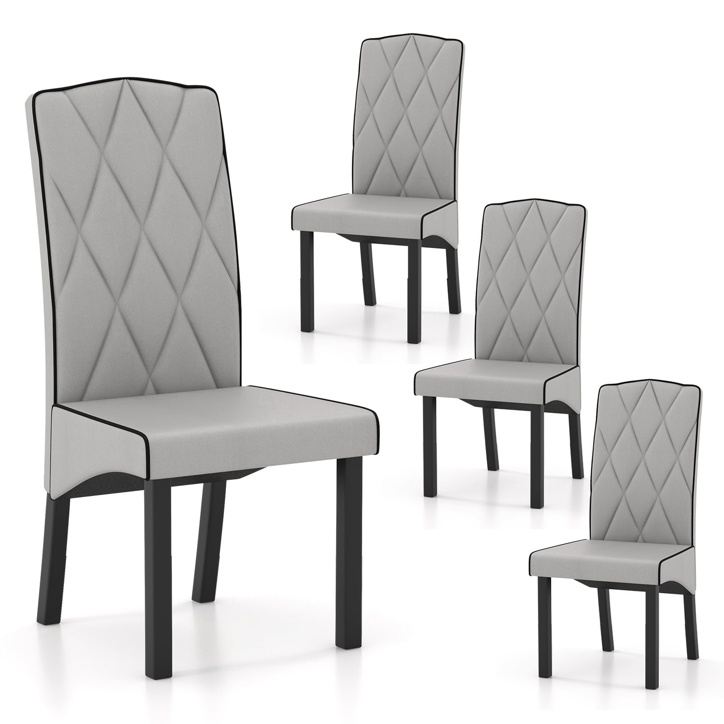 Modern Dining Chair with High Backrest High-density Sponge Cushion, Light Gray Dining Chairs at Gallery Canada