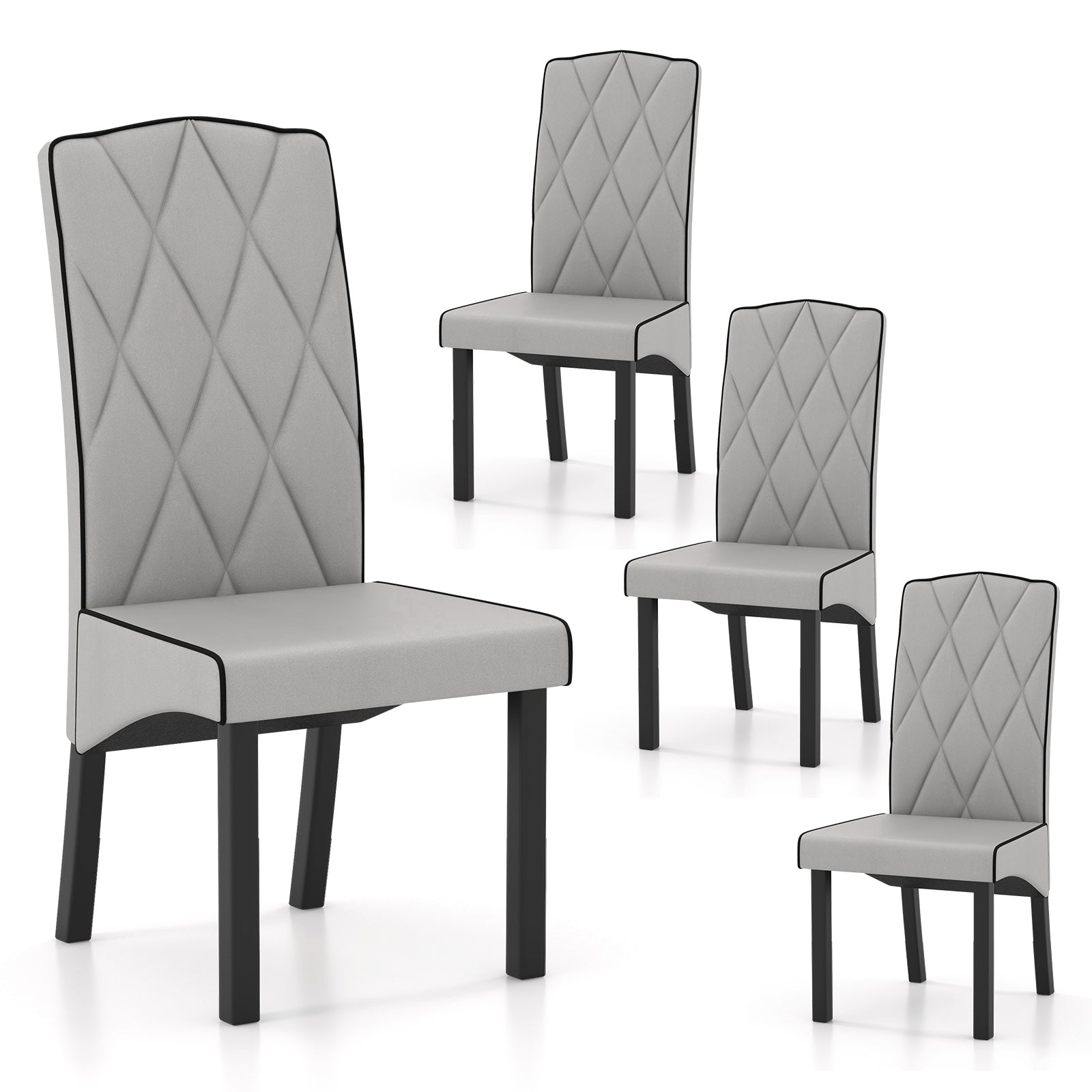 Modern Dining Chair with High Backrest High-density Sponge Cushion, Light Gray Dining Chairs at Gallery Canada