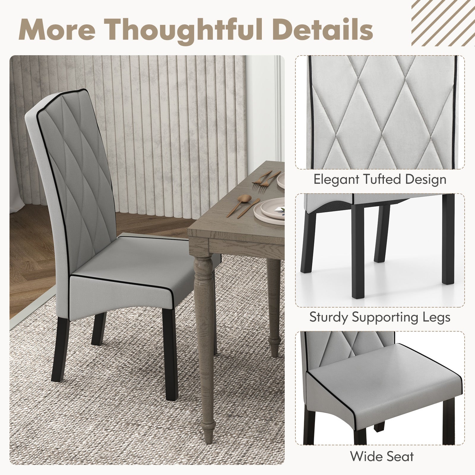 Modern Dining Chair with High Backrest High-density Sponge Cushion, Light Gray Dining Chairs at Gallery Canada