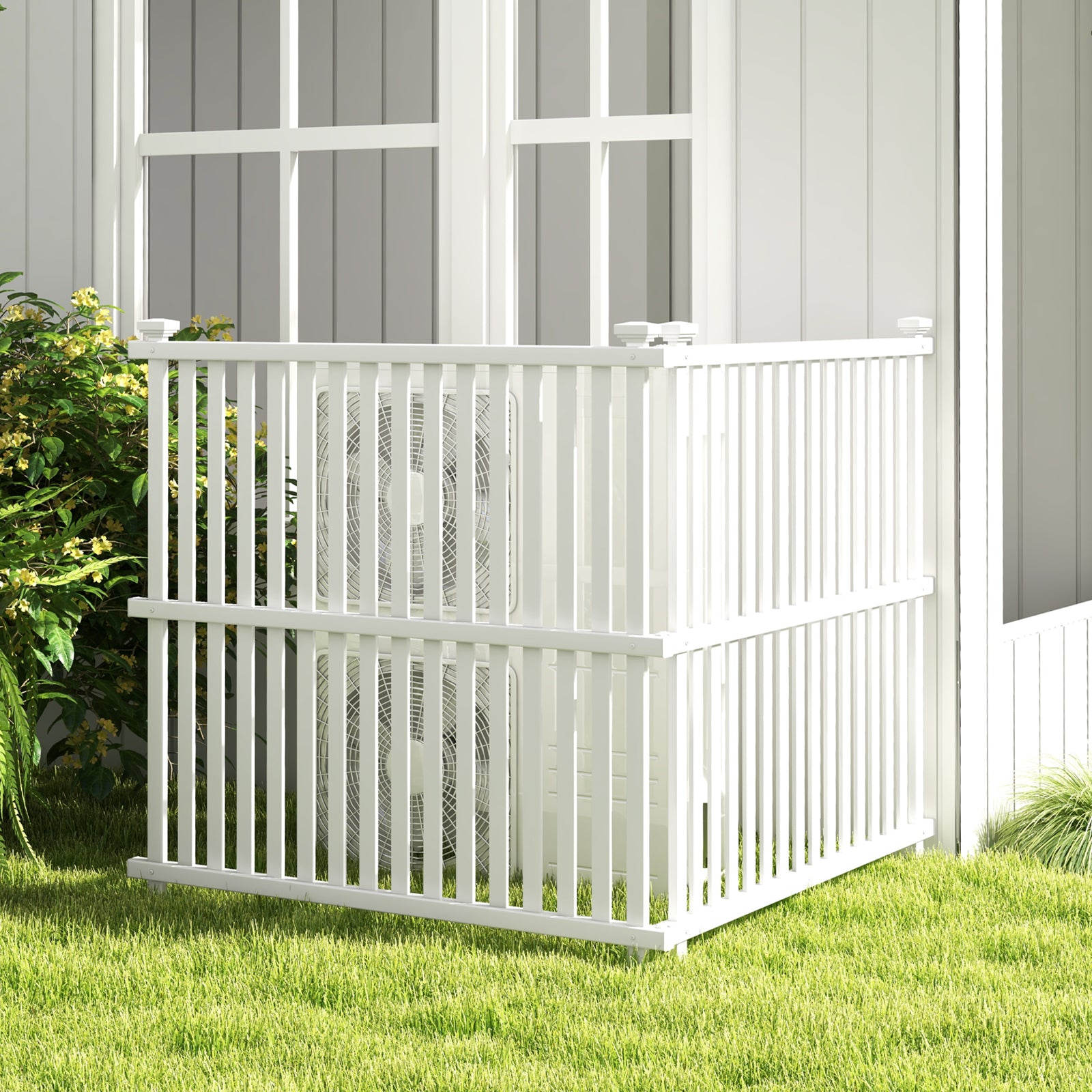 Air Conditioner Fence Panel with Metal Ground Stakes for Outside, White Decorative Fencing & Flooring at Gallery Canada