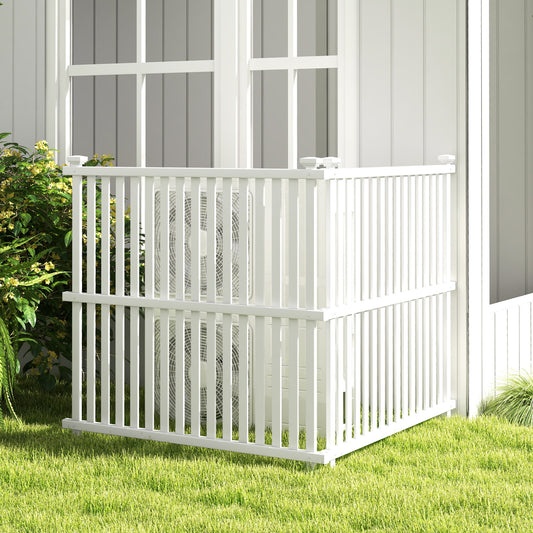 Air Conditioner Fence Panel with Metal Ground Stakes for Outside, White Decorative Fencing & Flooring White at Gallery Canada